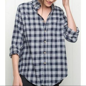 NWT BRANDY MELVILLE Blue White Plaid Flannel Shirt